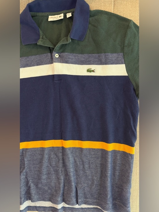 Lacoste Men’s Polo Shirt Size XXL (FR 7) Striped Colorblock Regular Fit Cotton - Picture 2 of 8